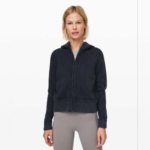 NWOT Lululemon Rest Assured Full Zip Hoodie Washed Midnight Navy Sz Small Ribbed